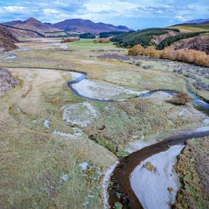 The Selwyn Waikirikiri, looking south up the High Peak valley